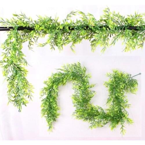 180cm Lifelike Artificial Plant Bamboo Leaf Floral Garland Wreath Vine Faux Plant Wedding Home Office Furniture Decor Green