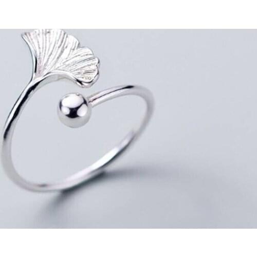 Luxury Brand Ginkgo Biloba Leaf Rings For Women Wedding Statement Jewelry Valentines Gifts Lover Finger Ring aneis bague femme
