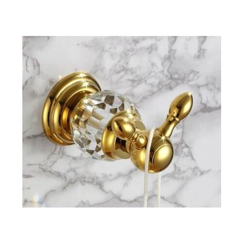 Luxury crystal & brass gold robe hook bathroom hangings gold towel rack clothes hook CY001