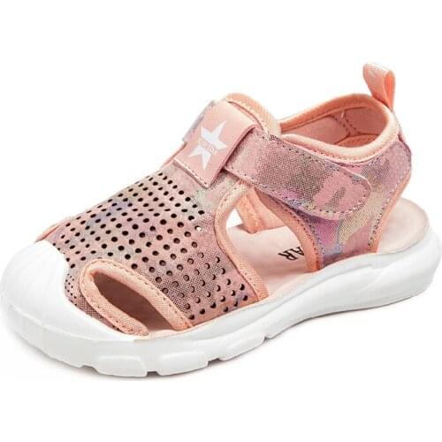 2020 Summer New Kids Girls Sandals Shining Children Flat Shoes Girls Closed Toe Sandal Toddler Shoes Boys Comfort Beach Sandals