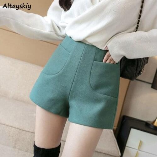 Shorts Women Lovely Warm Soft Leisure Korean Style High Waist Chic Female Elegant Popular Fashion Simple All Match Autumn Ins