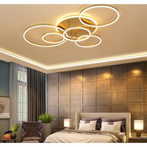 Nordic Living Room LED Lamp Ceiling Lamps Golden Round Bedroom Lamps Nordic Hall Household Light Acrylic Home Lighting PA0691
