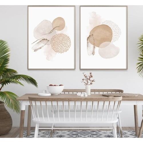 Modern Abstract Beige Pink Geometric Canvas Painting Boho Poster And Print Wall Pictures Bedroom Living Room Home Decoration