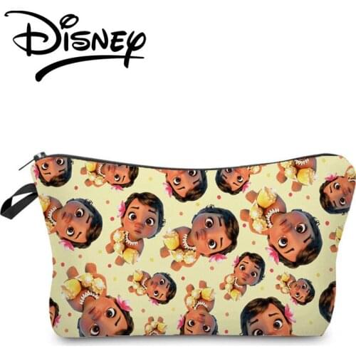 Disney Moana Makeup Bag Yellow High Quality Organizer Bag Portable Child Candy Bag Cartoon Girl Pouch Black Person Cosmetic Bag