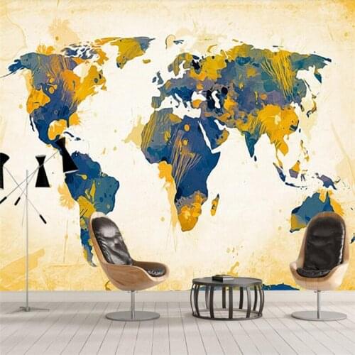 Wellyu Customized large mural green wallpaper papel de parede retro fashion graffiti world map living room bedroom wallpaper