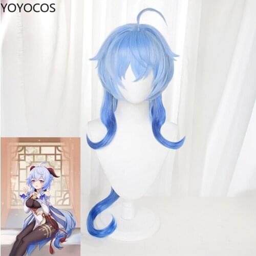 YOYOCOS New Game Genshin Impact GanYu Cosplay Halloween Cosplay Wig Blue Long Straight Heat-resistant Hair