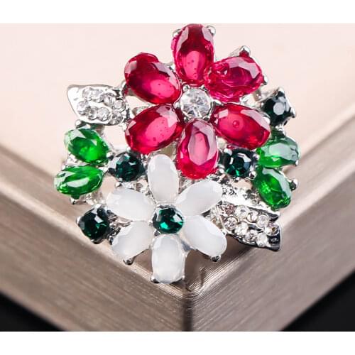 Fashion Flowers Promise Ring Color Ctystal Wedding Ring Ladies Accessories Ring Bague Femme Anillos Mujer F5K822