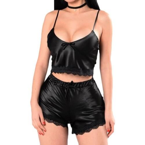 Women Sexy Lingerie Satin Lace Camis Shorts Pajamas Set Sexy Underwear Babydoll Lenceria Plus Size Erotic Nightwear Home Clothes