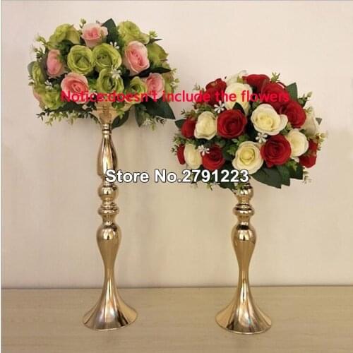 1pcs Silver/Gold Metal Candle Holder Iron Candlestick Wedding Props Road Lead Vase Home Decoration