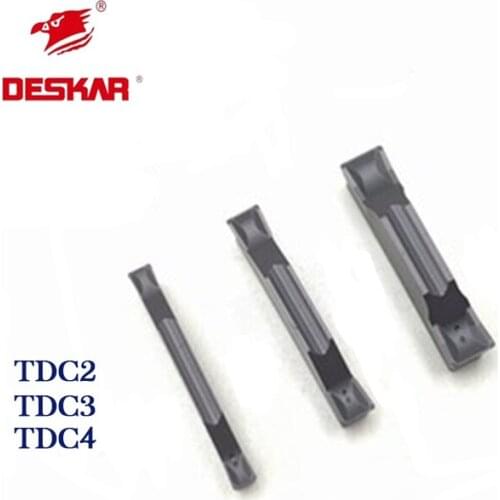 10PCS TDC2 TDC3 TDC4 LF6018 Carbide Insert 2mm 3mm 4mm DESKAR Grooving Blade Slotting CNC Lathe Turning Tool for Stainless Steel