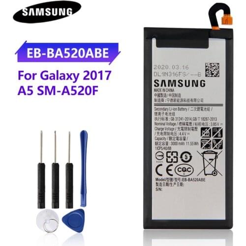 100% Original Battery EB-BA520ABE For Samsung GALAXY A5 2017 A520F SM-A520F 2017 Version 3000mAh Replacement Phone Battery