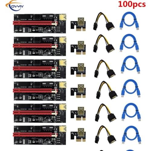 100 PCS COVYIV 009s PCI E Extender Riser Card PCI-E/PCIE USB 3.0 to 6pin Adapter Cable Mining Riser 60CM For Video Card In Stock