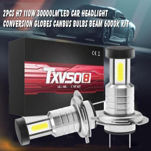 2Pcs H7 110W 30000LM LED Car Headlight Conversion Globes Canbus Bulbs Beam 6000K Kit