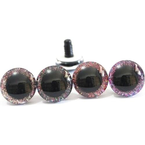 20pcs/lot--New Cute 16mm & 20mm & 24mm clear 3D safety toy eyes +glitter Nonwovens+ white hard washer--size & color option-N4