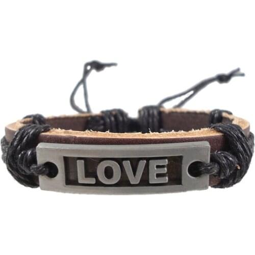 2016 fashion handmade woven love letters charm handmade belt genuine leather wrap belt vintage Braceletsjewelry women men