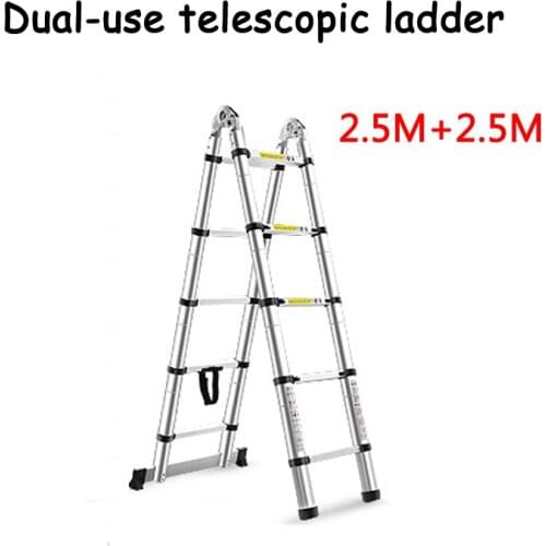 2020 2.5M+2.5M Aluminum Telescopic Ladder With Joint Multifunctional aluminum alloy articulated telescopic ladder