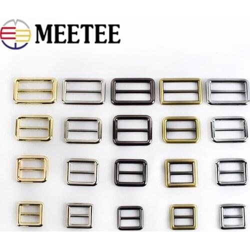 4/10pc Meetee 20/26/32/38/50mm Tri-Glide Slider Adjust Metal Buckles for Backpack Web Strap DIY Bag Belt Leather Craft Accessory