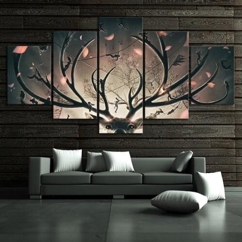 5 Piece Abstract Drawing Picture Printed Tomb Raider Video Game Poster Painting for Bedroom Decor