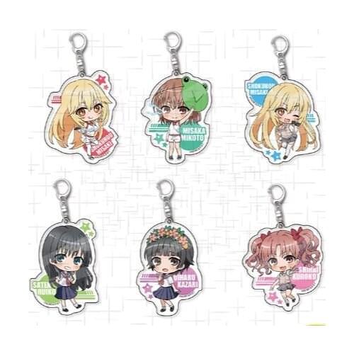 Anime A Certain Scientific Railgun Misaka Mikoto Shirai Kuroko Acrylic Keychain Pendant Bag Charm Q Version Cartoon Decor Gifts