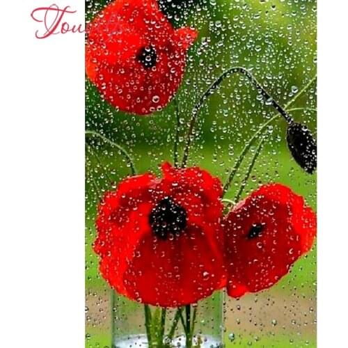 TOUOILP DIY full square&round Diamond 5D Diamond painting poppy Diamond Embroidery Cross Stitch 3D Pictures of Rhinestone mosaic