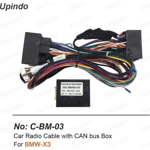 Car Radio Android Head Unit Cable with CAN-Bus Box Adapter Wiring Harness Power Connector ISO Socket for BMW X3