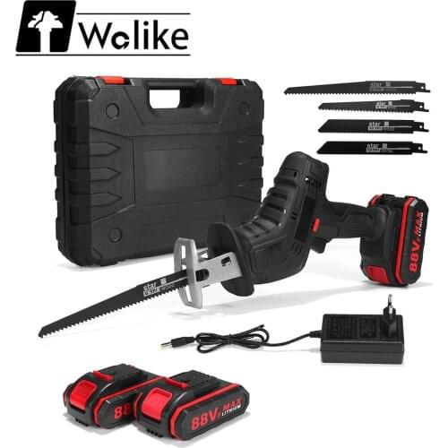 Cordless Reciprocating Saw 48V 4 Blades Rechargeable Electric Saw Metal Cutting Woodworking Tool Kit with 1/2 Li-ion Battery