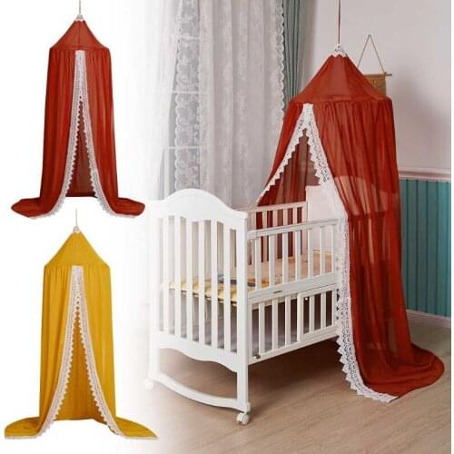 Baby Crib Cot Hanging Tent Kids Bed Canopy Lace Curtains Round Dome Canopy Tent 69HE