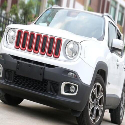 For Jeep Renegade 2014-2016 2017 2018 2019 ABS Car Exterior Insert Front Grille Cover Trim Decoration Stickers Accessories
