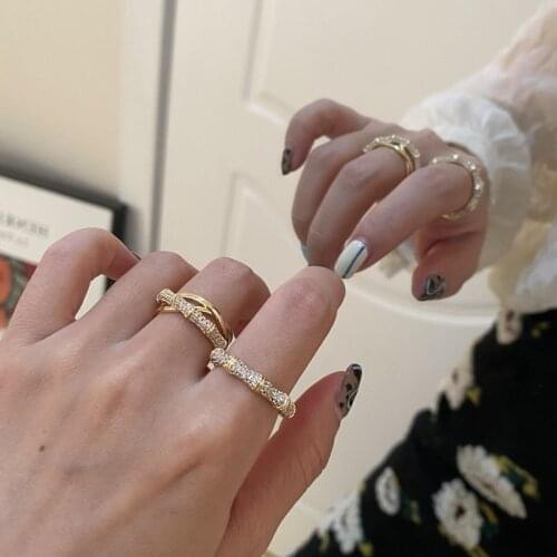 French Design Feels Bamboo Section To Open Web Celebrity Ring INS Of Modern Temperament Index Finger 14K Gilt Ring