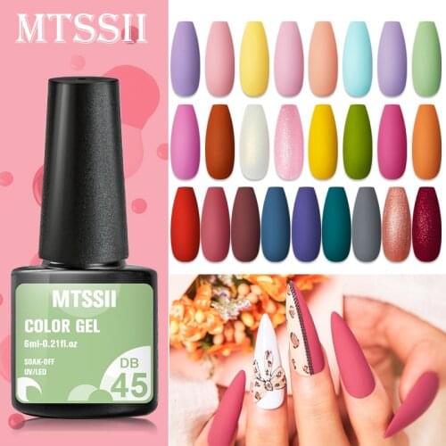 Mtssii Nail Gel Polish Pure Glitter Color 6ml Soak Off Semi Permanent For Matte Top Coat Hybrid Nail Art Gel Varnish DIY Design