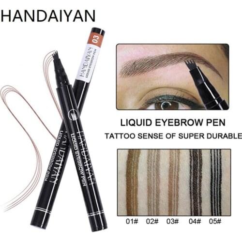 HANDAIYAN 3D Microblading Eyebrow Pen Easy To Wear Four Fork Pen Waterproof Tip Eyebrow Tattoo Pencils Cosmetic Tool TSLM2