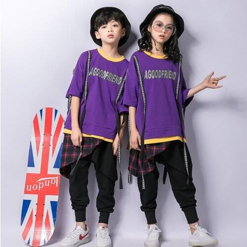 Hip Hop Costumes Girls Boys T Shirts Pants Ballroom Dancing Costumes for Kid Stage Wear Child Jazz Dance Clothes Party Show Wear