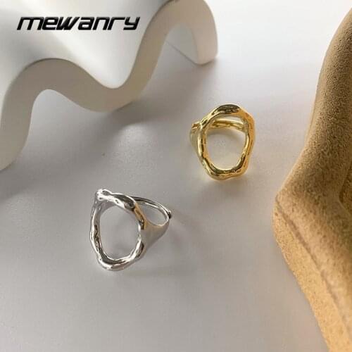 MEWANRY Minimalist 925 Sterling Silver Rings for Women New Trendy Elegant Hollow Irregular Geometric Party Jewelry Birthday Gift