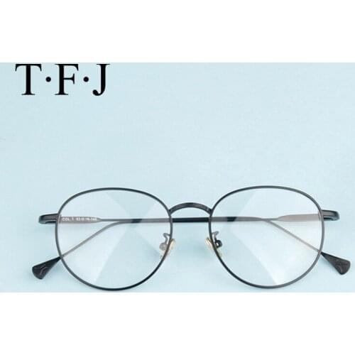 TFJ Fashion Women Titanium Glasses Frames Men Brand Titanium Eyeglasses Gold Shield Frame With Glasses