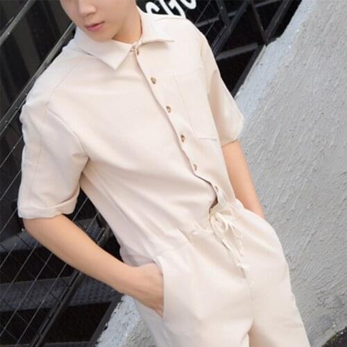 Loose port fashion men and women couples short-sleeved shorts jumpsuit jumpsuit overalls hairdresser nightclub