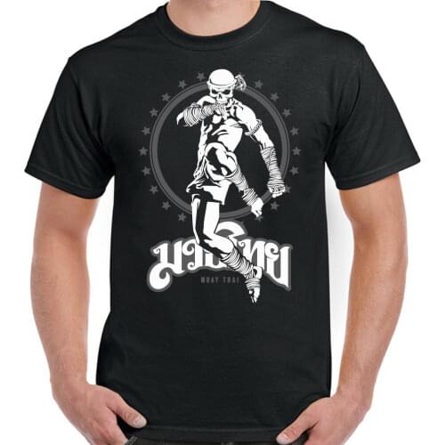 Muay Thai Skeleton Kick Boxer Martial Arts T-Shirt MMA O-Neck Short Sleeve Mens T Shirt Size S-3XL