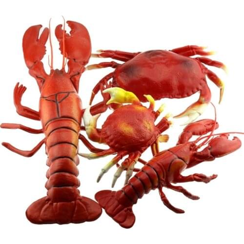 Gresorth 4 Pack Fake Large Sea Life Creatures Collection Artificial Lobster & Crab Home Party Decoration Display Kids Play Toy