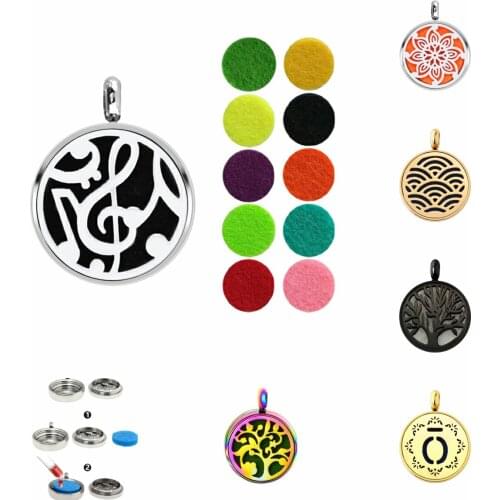 Stainless Steel Diffuser Locket Pendant 12mm Rose Gold Rainbow Black Essential Oil Aroma Free 10pads Fit Necklace Bracelet Gift