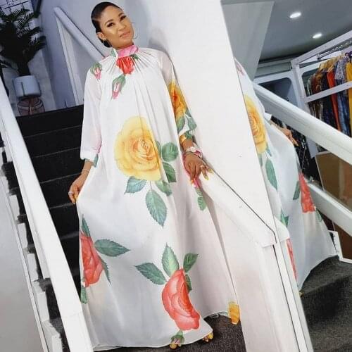 2021 New African Dresses For Women Printed Style Party Dresses Loose Summer Boubou African Fremme Long Maxi Dresses With Inner
