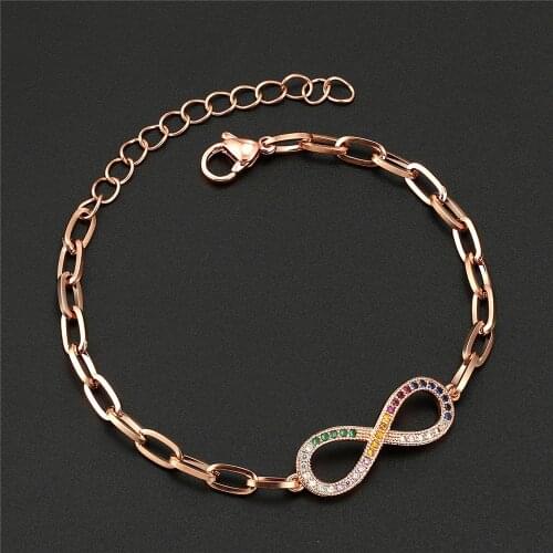New Arrival Copper Zircon 8 Words Bracelet Women Adjustable Charm Hip Hop Chain Stainless Steel Bangle Jewelry Best Party Gift