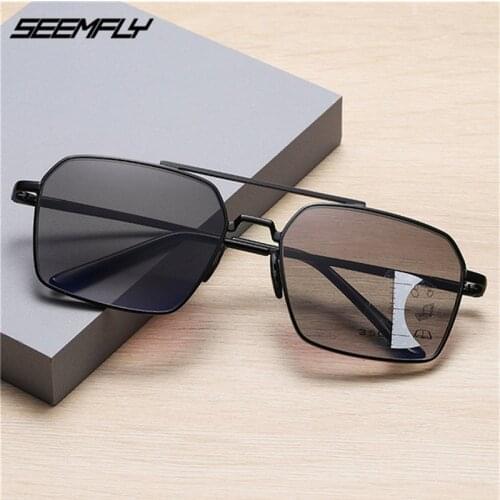 Seemfly Fashion Men Women Progressive Multifocus Reading Glasses Classic Big Frame Anti Blue Light Sun Presbyopic Eyeglasses New