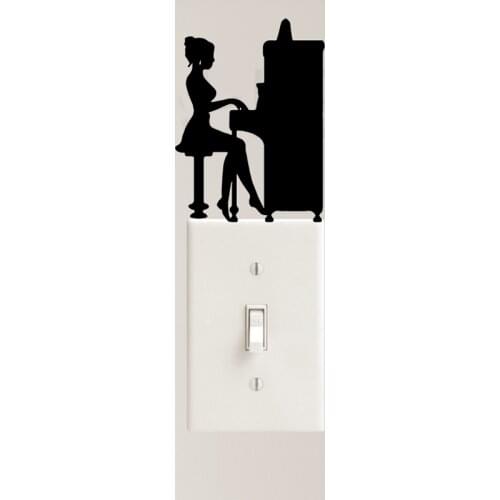 Piano Music Decal Vinyl Sticker Girl Instrument Light Switch Classic Sticker Car Windows Laptop Home Decor