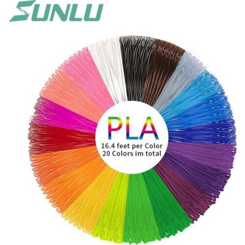 PLA Filament 16 Normal colors and 4 Luminous Color 3D Pen Filament Refills 1.75mm PLA 20 Packs 100m For Kids