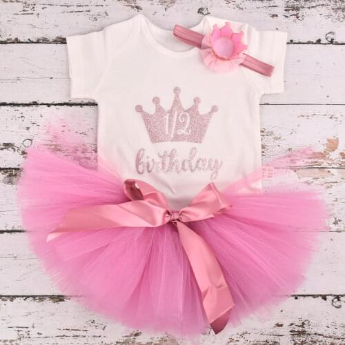 Baby Girls 1/2 year Birthday Outfit Rose Gold Crown Tutu outfits Infant Party Costume Photo Props Clothes Set half year outfit