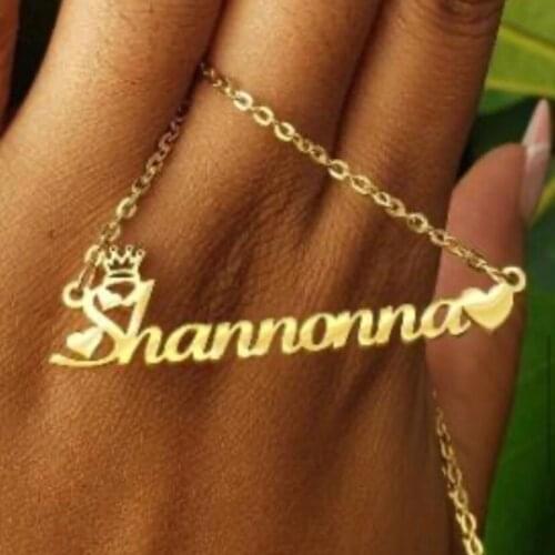 Customized Name Pendant Necklace with Heart Gold Plated Stainless Steel Crown Necklace Personalized Jewelry Gift for Women