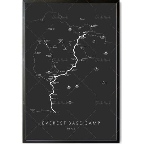 Everest Base Camp Trek Poster | EBC Trail Map | Everest Base Camp Hiking | Nepal | Relive your Adventures | Trail Map Art