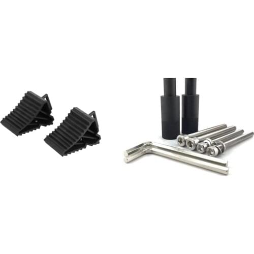 2Pcs Antislip Vehicle Truck Wheel Tire Chock Stop Block Black & 1set Motorcycle LED Headlight Fog Light Mounting Bracket