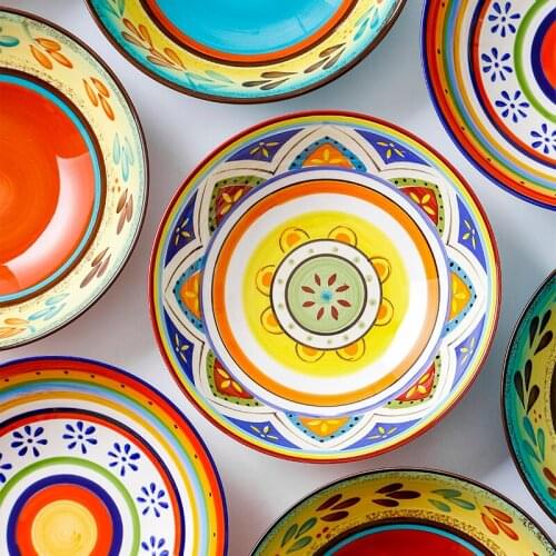 Modern hand-painted creative shallow bowl personalized tableware household dessert fruit salad ceramic soup bowl dish LB42701