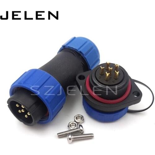SP2110, IP68 electrical waterproof welding cable connectors 6 pin male and female ,Screws panel mounting waterproof connector
