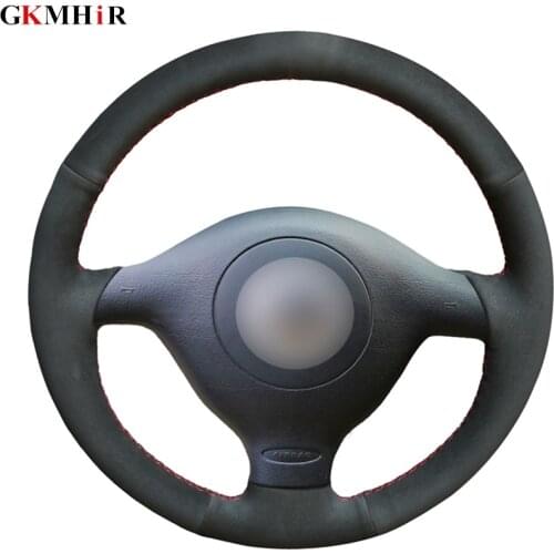 Hand-stitched Black Suede Leather Car Steering Wheel Cover for Volkswagen VW Golf 4 1998-2004 Passat B5 1996-2005 Polo